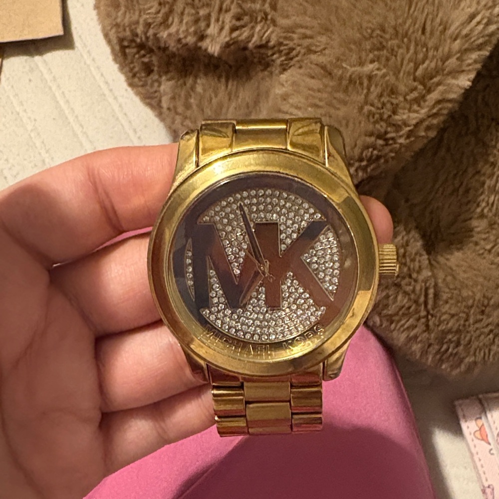 Michael Kors Gold-Tone Watch with Crystal Dial